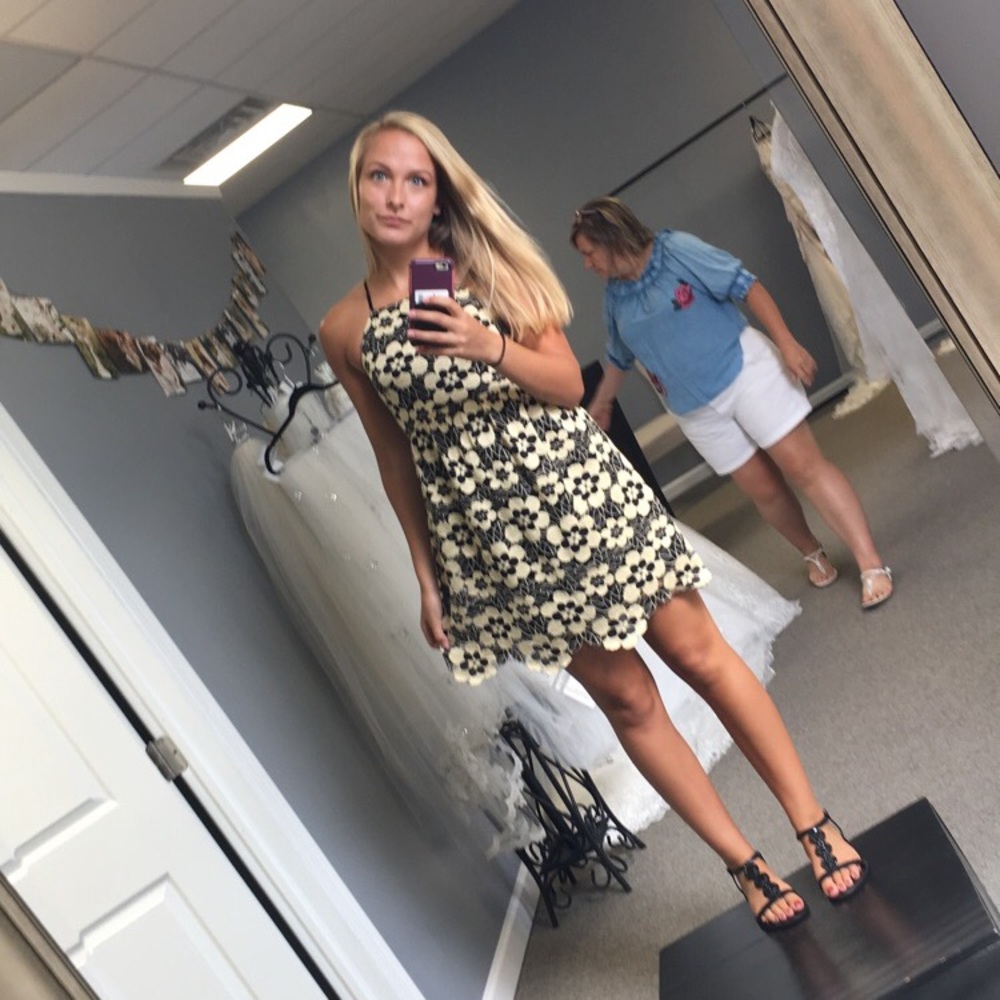 Black and yellow floral lined dress